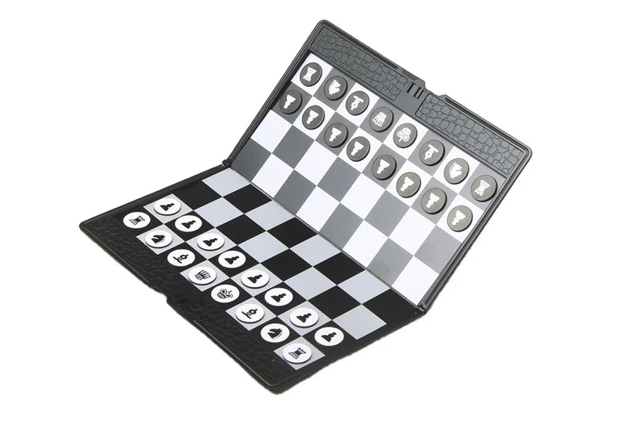 Oprolbaar Schaakbord International Standard Chess met 32 ​​schaakstukken en Schaakbordtas 34cmx34cm