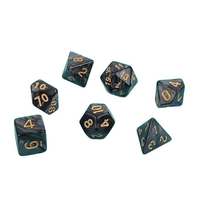 Dobbelstenen - 7 Stuks - Zwart - Dungeon and Dragons - Polydice