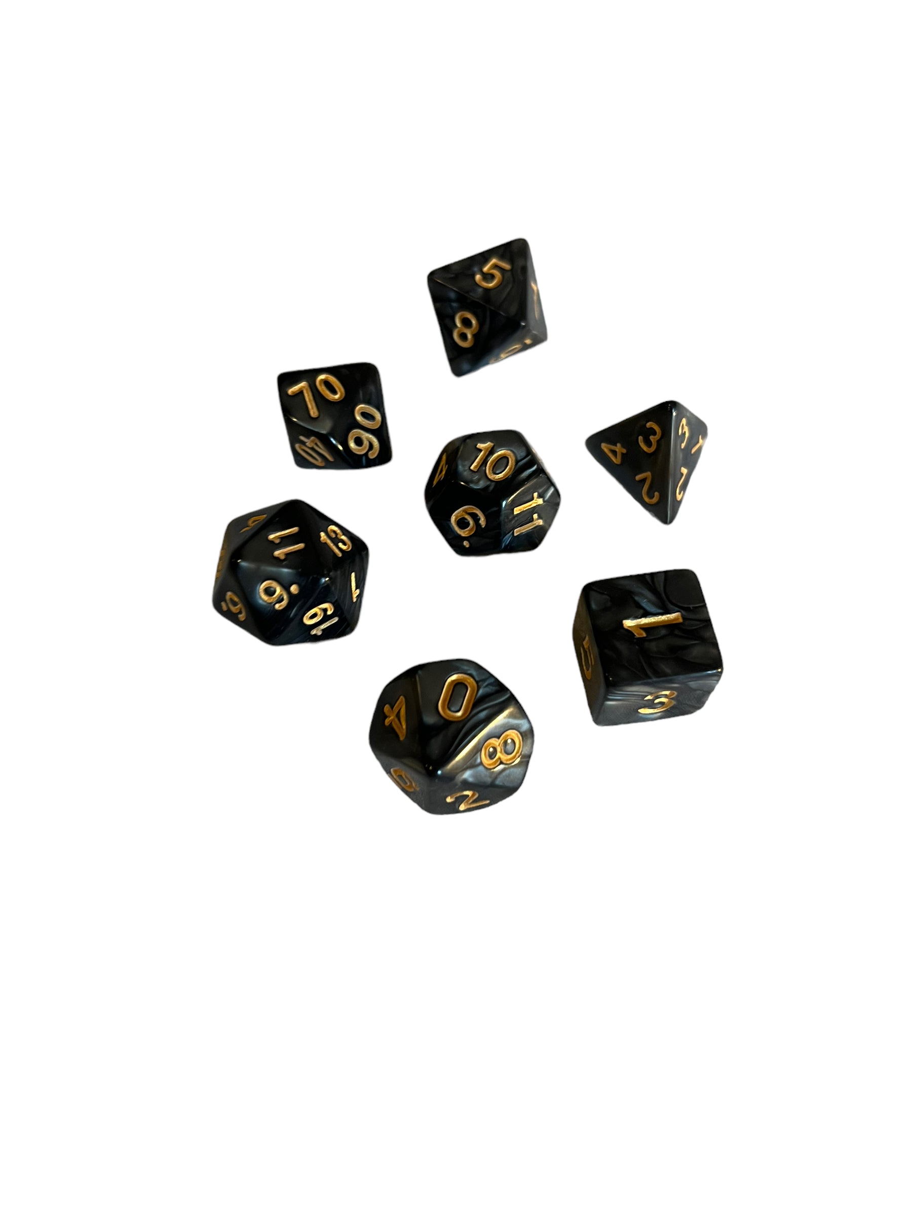 Dobbelstenen - 7 Stuks - Zwart - Dungeon and Dragons - Polydice