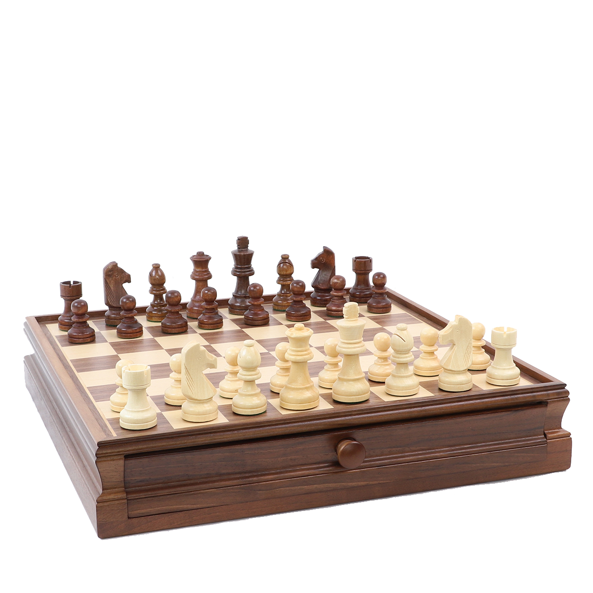 Schaakset - Lade - Walnoot