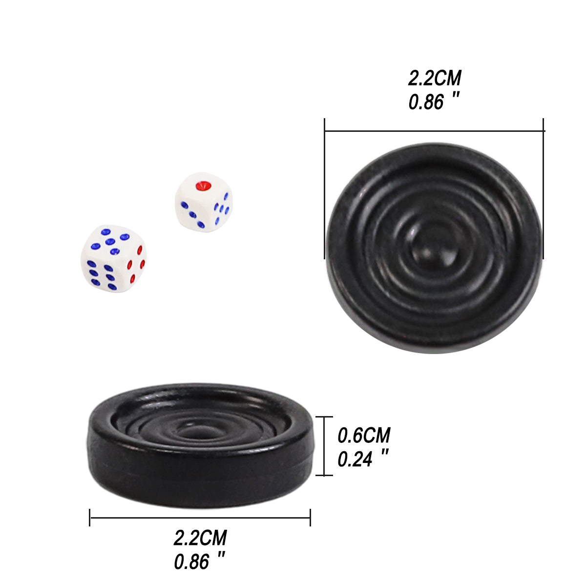 Damstenen en Dobbelstenen - Damschijven - Plastic - 22 mm