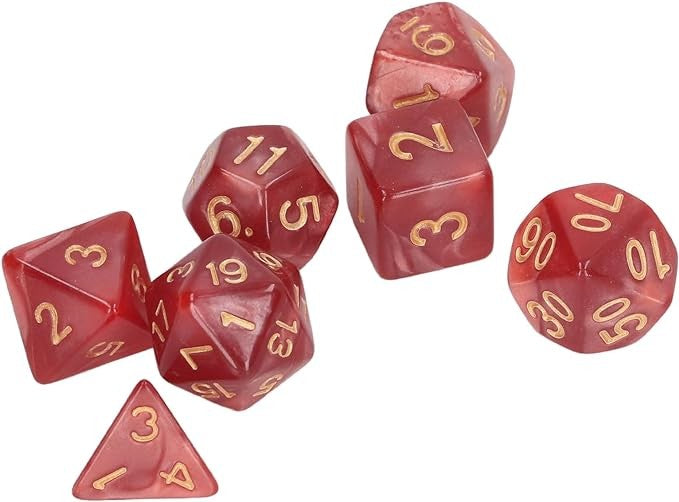 Dobbelstenen - 7 Stuks - Rood - Dungeon and Dragons - Polydice