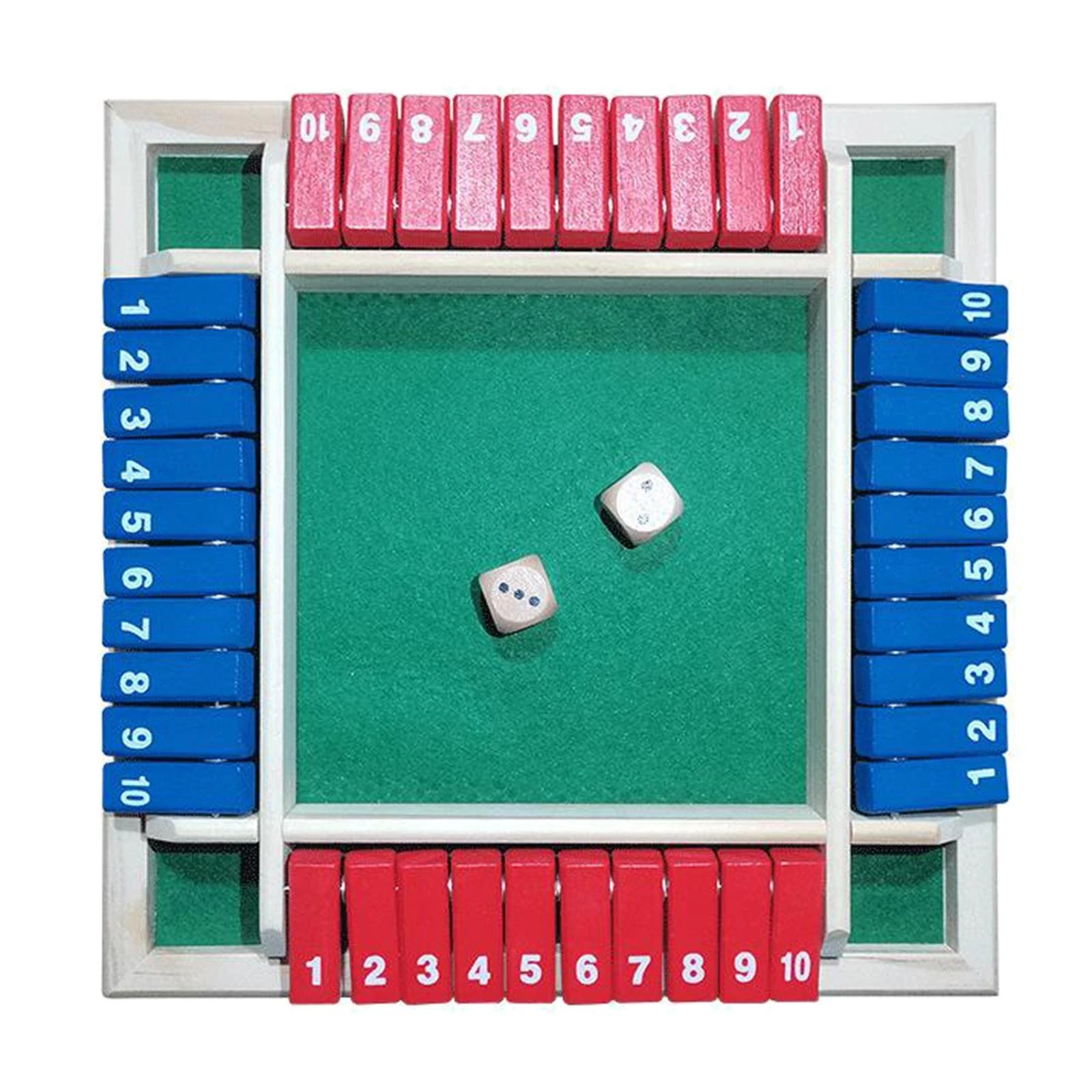 Shut The Box - 4 Spelers - 1 t/m 12 - Rood en Blauw
