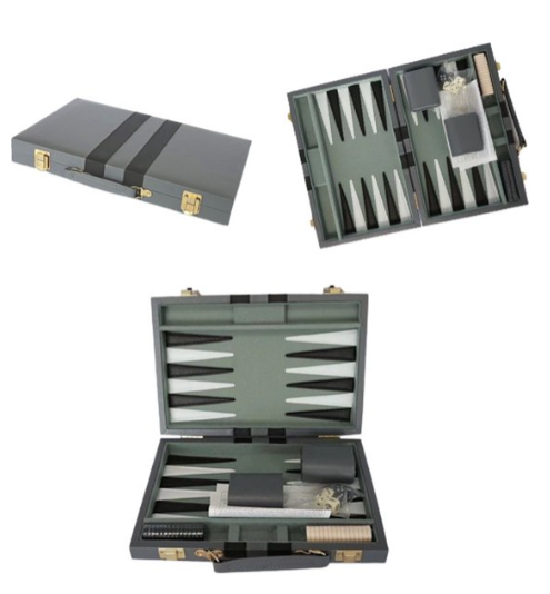 Backgammon-Koffer – Backgammon-Set – Grau