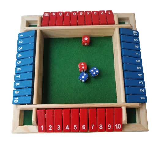 Shut The Box - 4 Spelers - 1 t/m 12 - Rood en Blauw