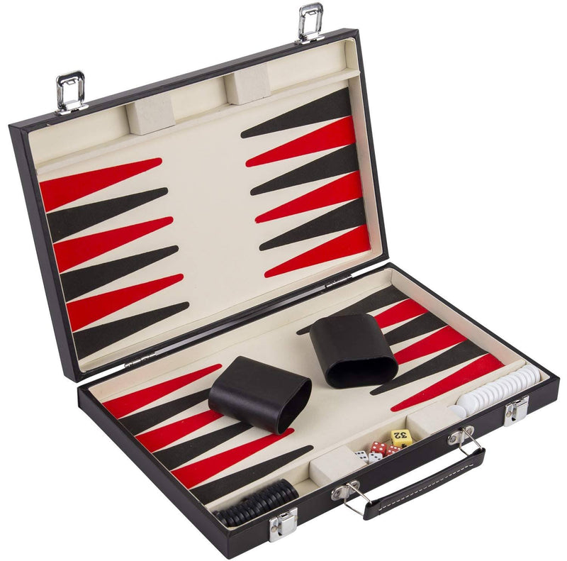 Backgammon Set - Backgammon Koffer - Zwart en Rood