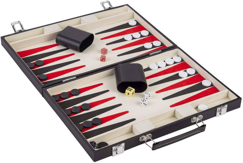 Backgammon Set - Backgammon Koffer - Zwart en Rood