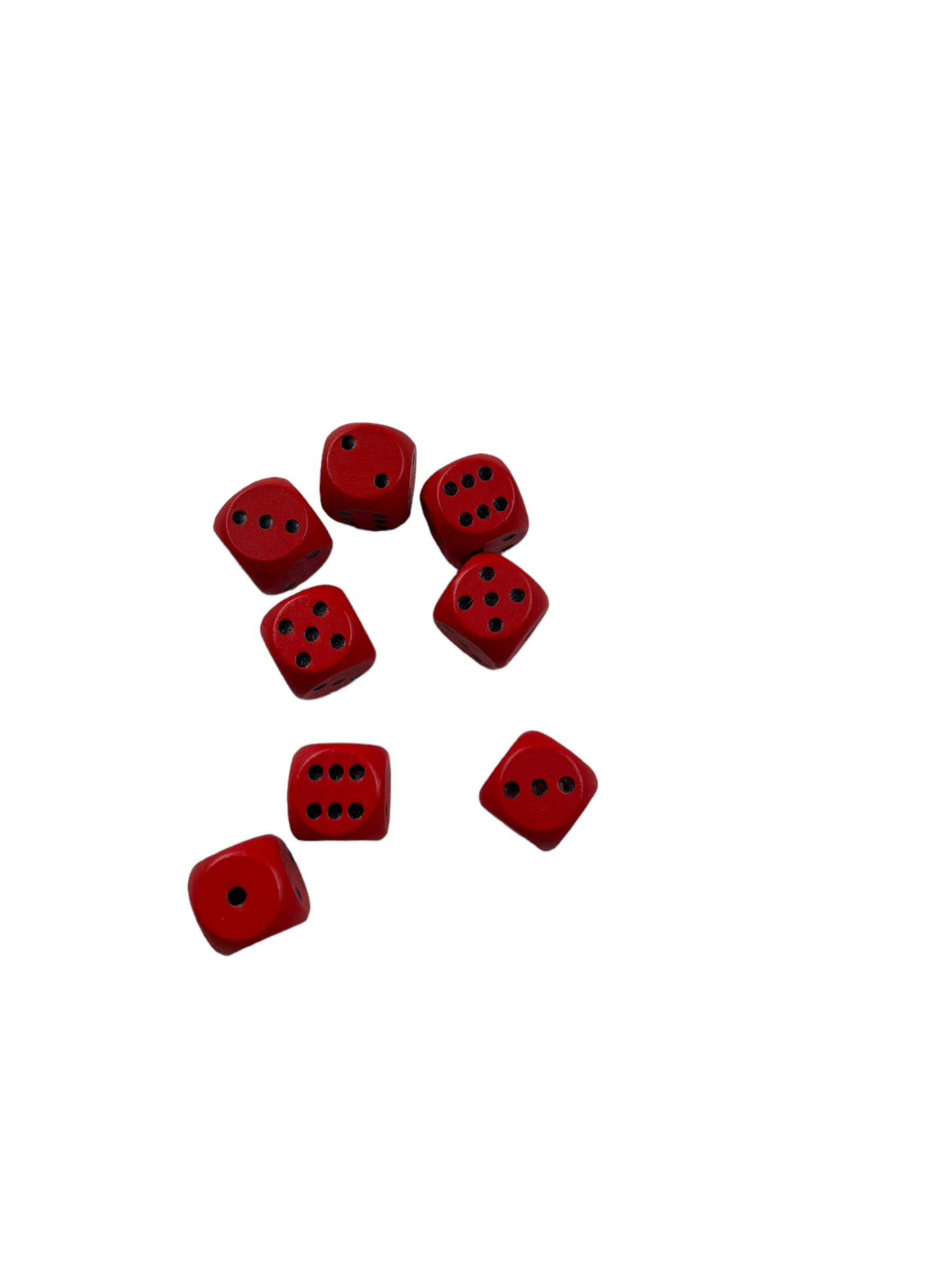 Dice - 8 Pieces - Red - Wood