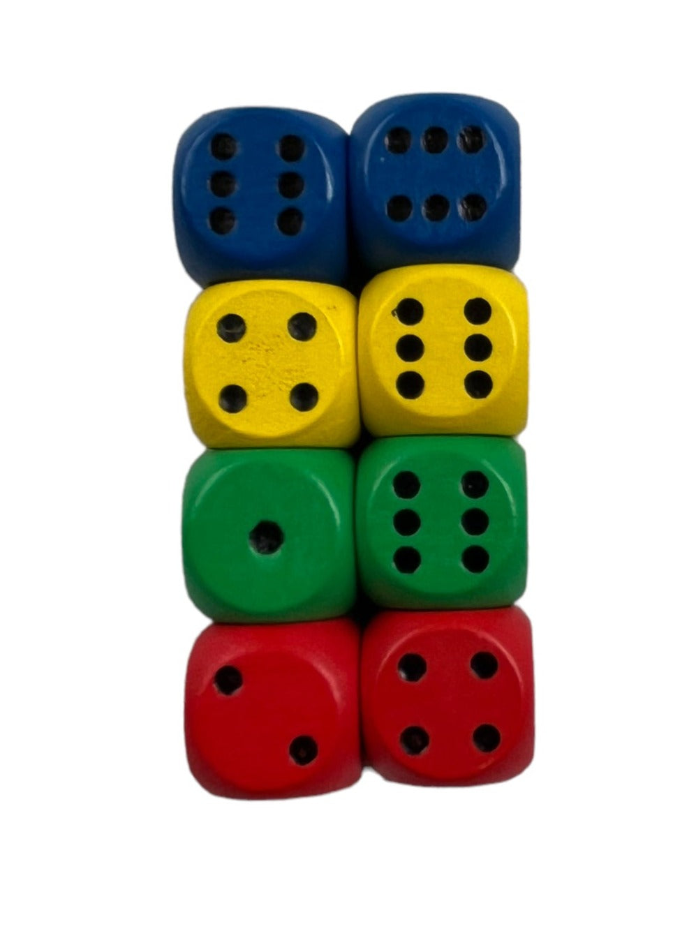 Dice - 8 Pieces - Blue, Yellow, Red and Green