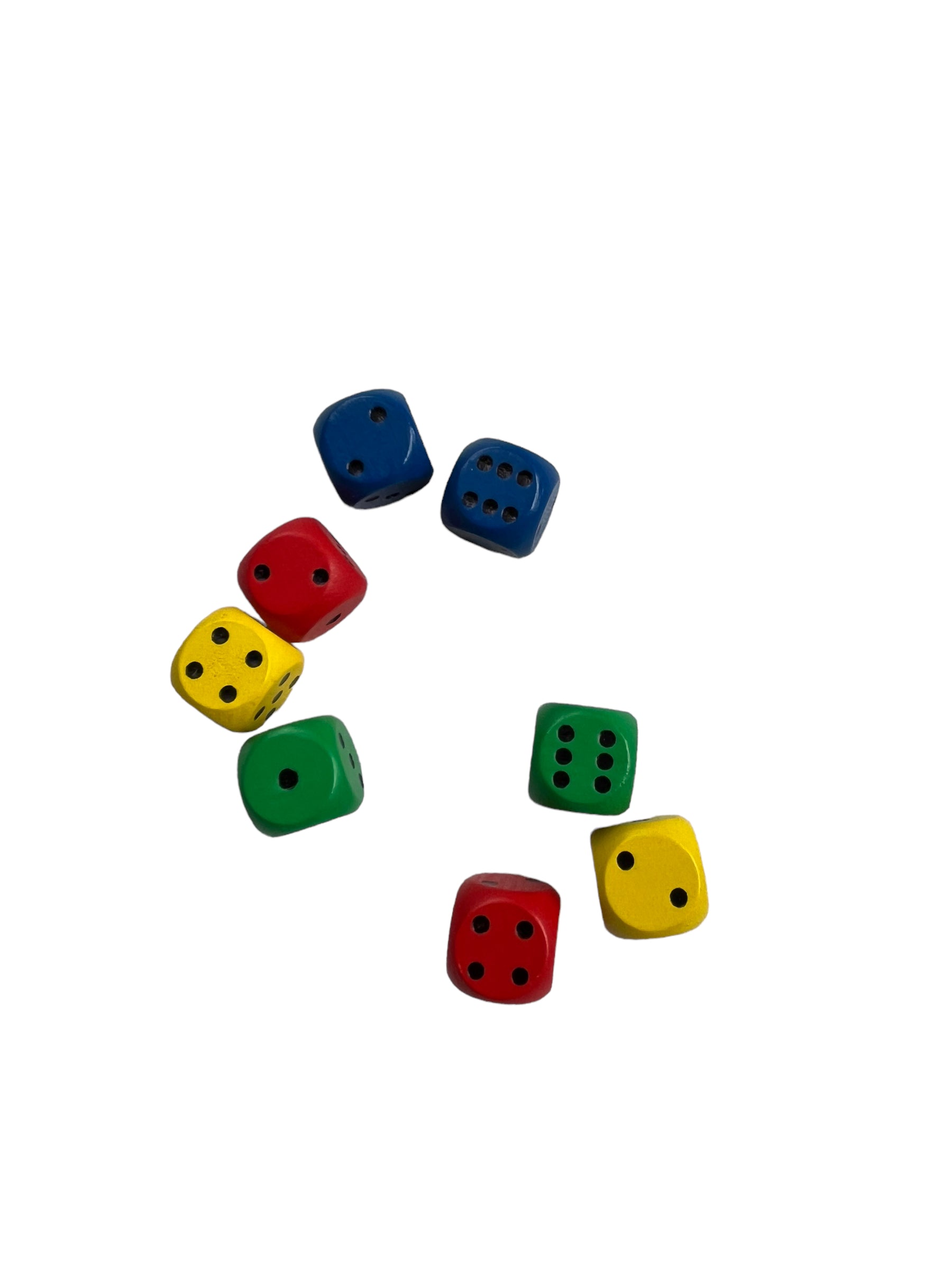 Dice - 8 Pieces - Blue, Yellow, Red and Green