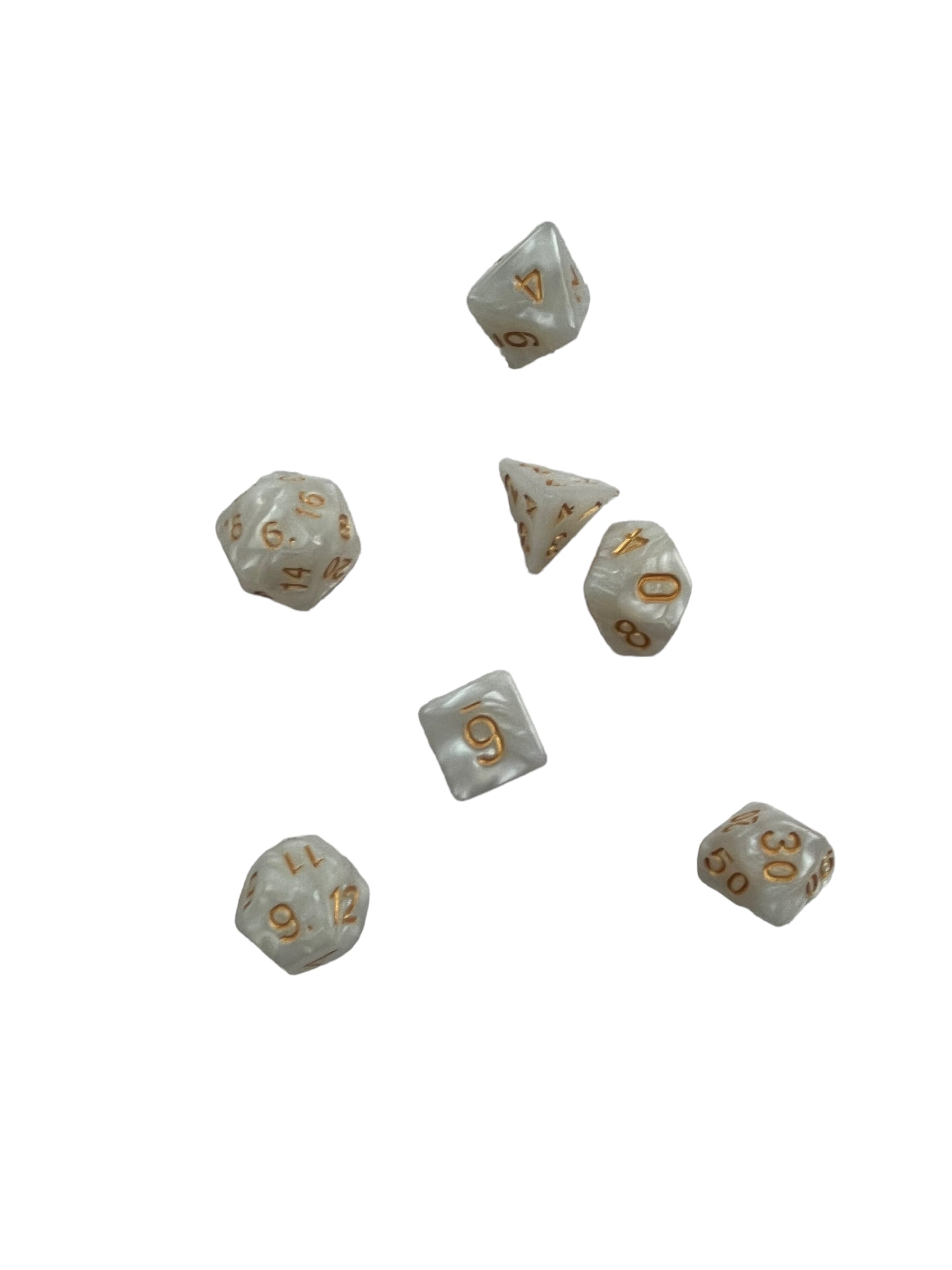 Dice - 7 Pieces - White - Dungeon and Dragons - Polydice