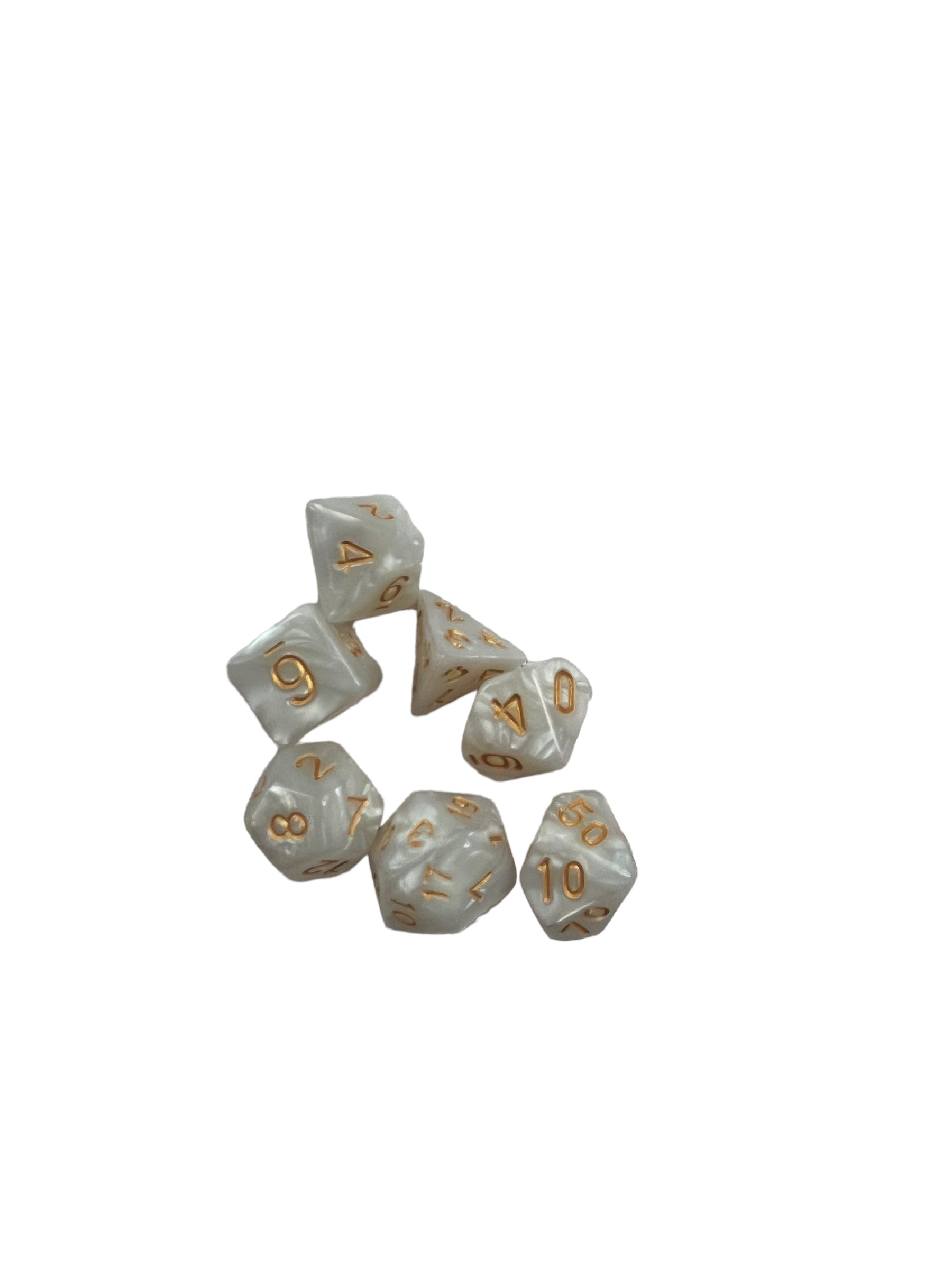 Dice - 7 Pieces - White - Dungeon and Dragons - Polydice