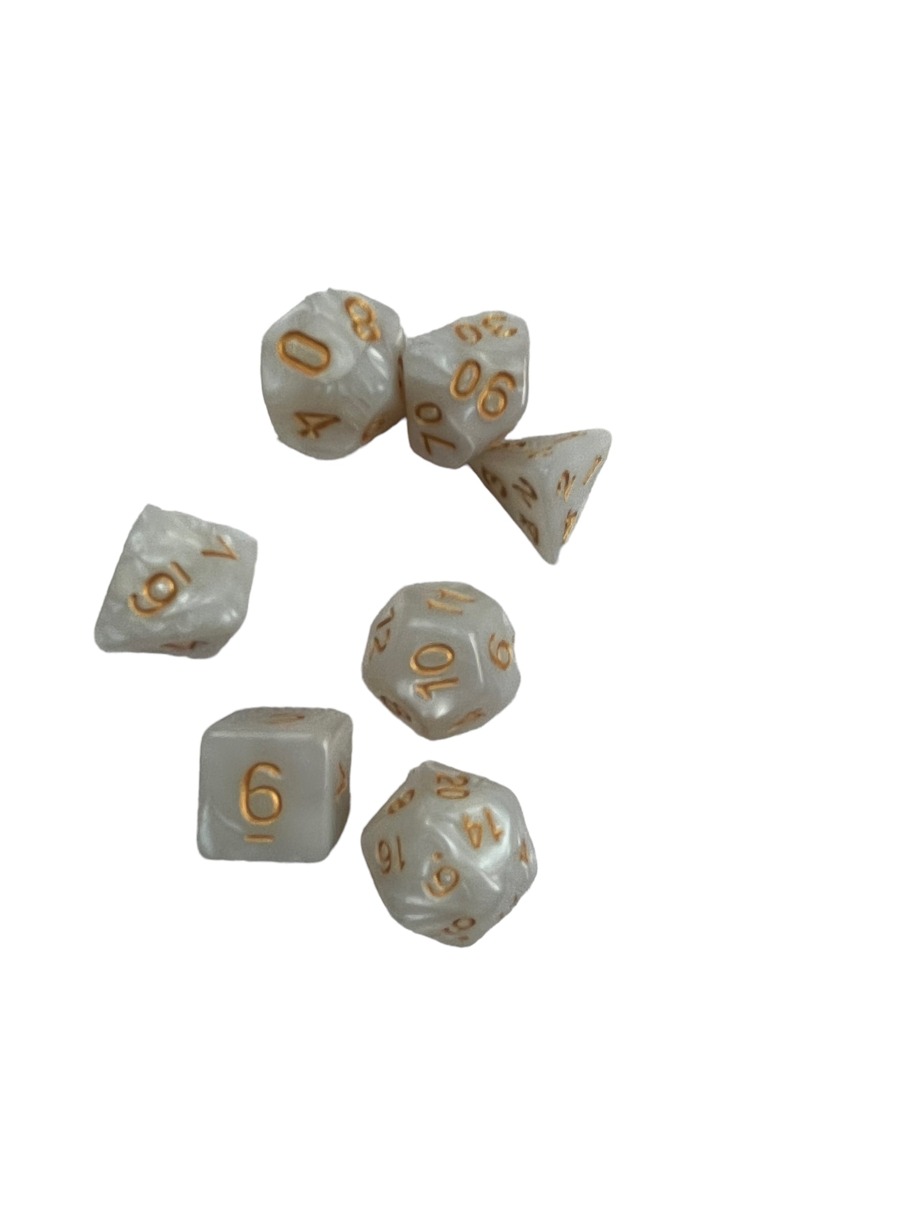 Dice - 7 Pieces - White - Dungeon and Dragons - Polydice