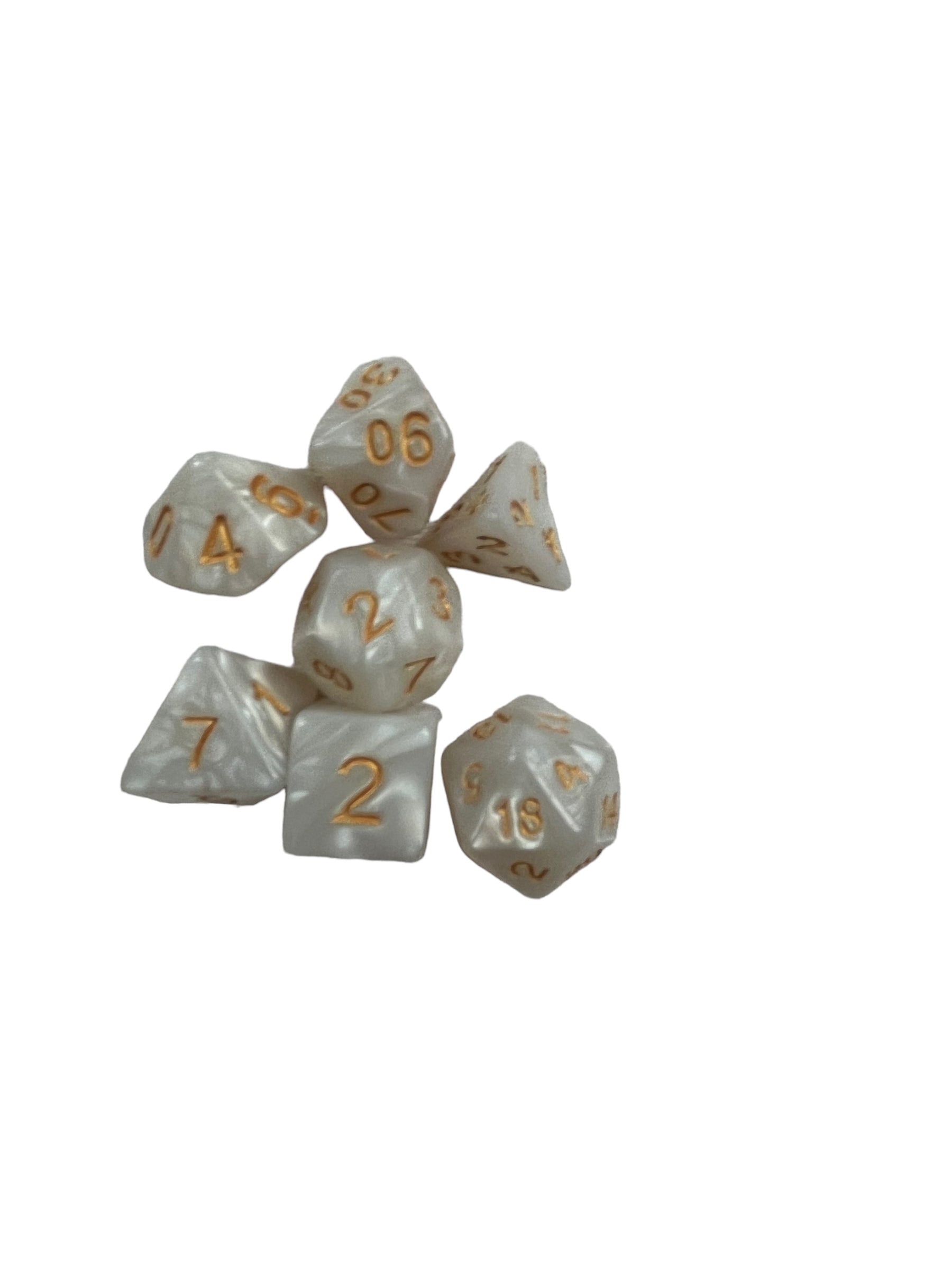 Dice - 7 Pieces - White - Dungeon and Dragons - Polydice