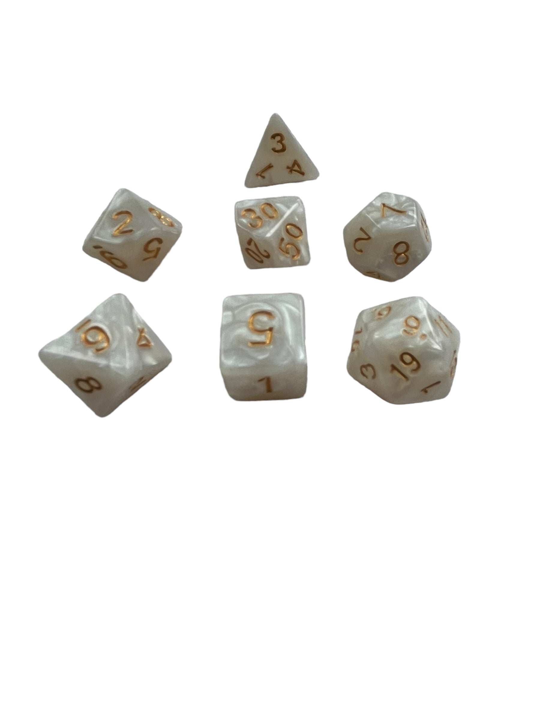 Dice - 7 Pieces - White - Dungeon and Dragons - Polydice