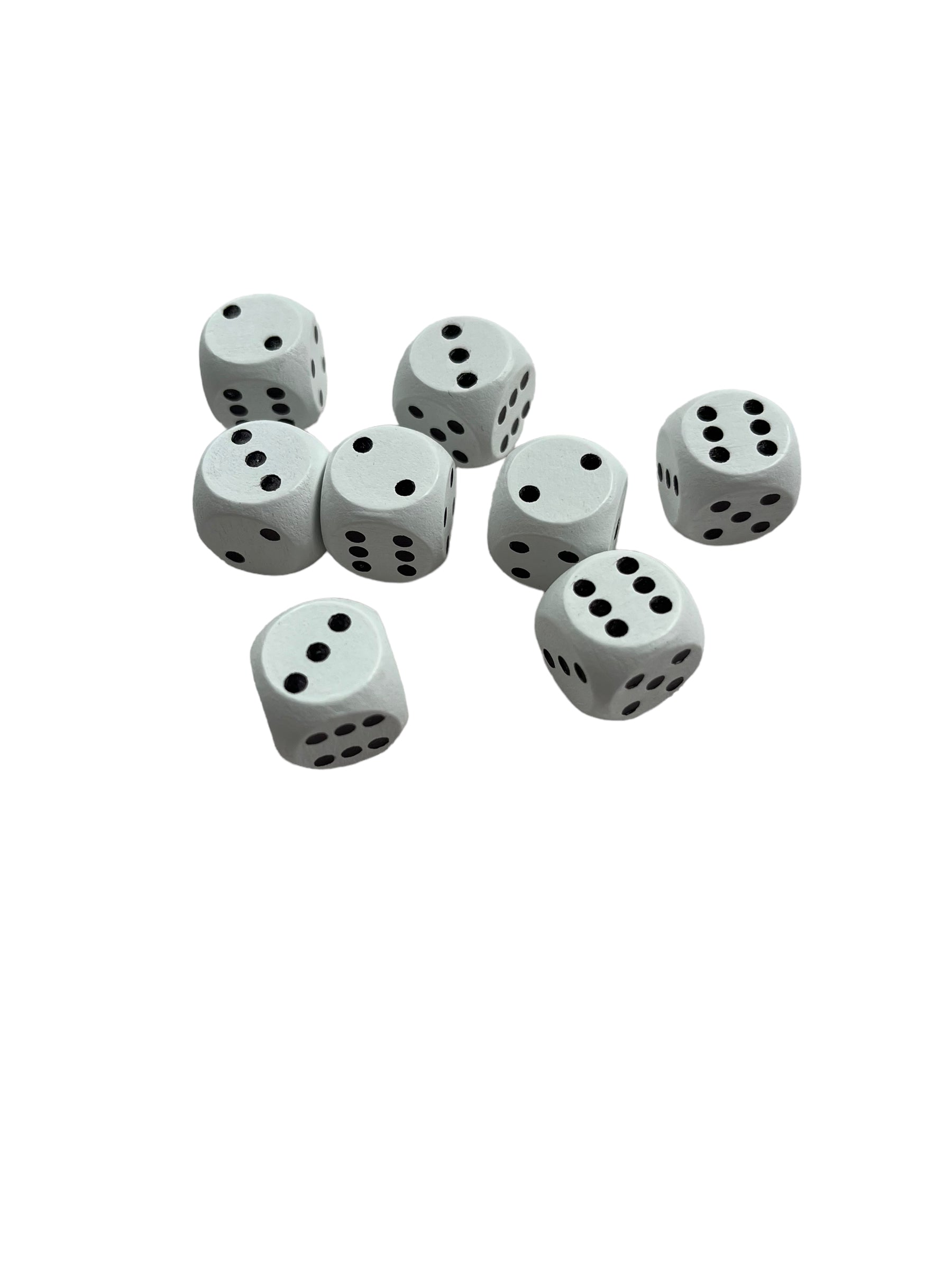 Dice - 8 Pieces - White - Wood