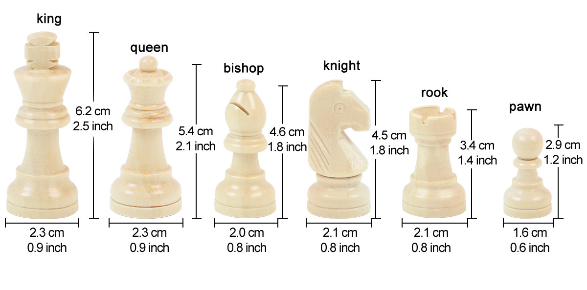 Chess Pieces - Wood - 62mm