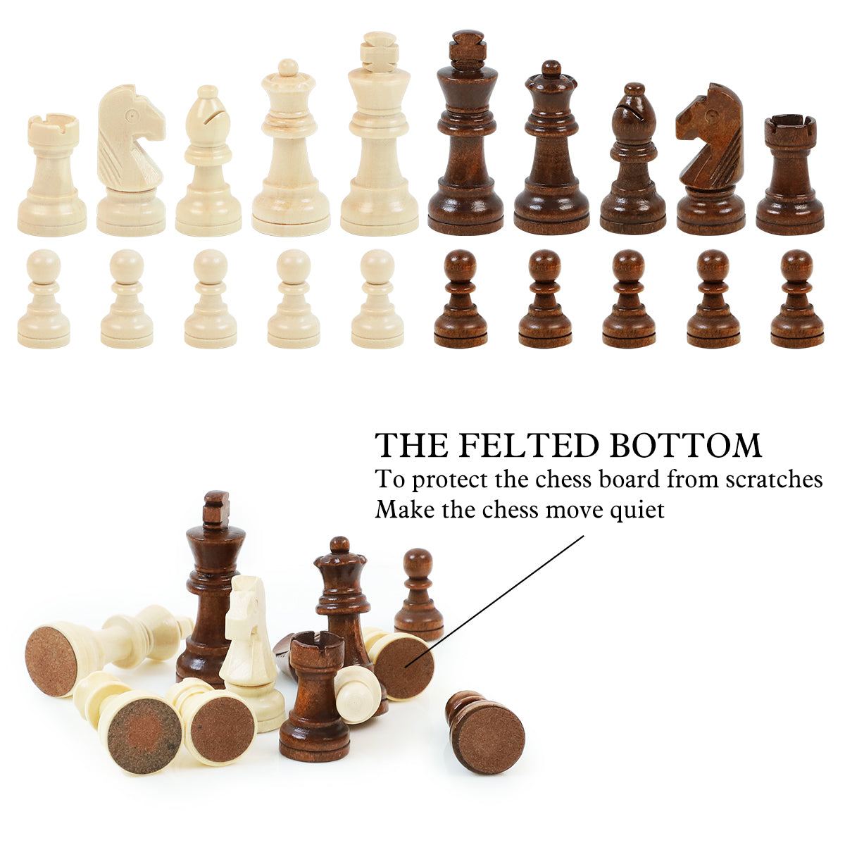 Chess Pieces - Wood - 64mm - Magnetic