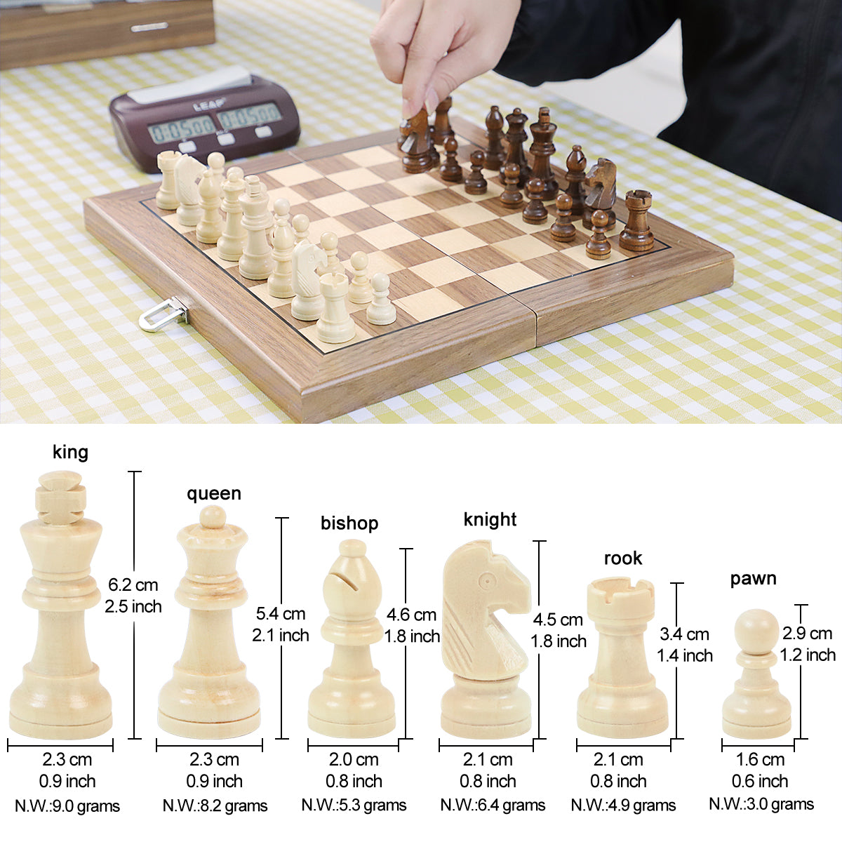 Chess Pieces - Wood - 64mm - Magnetic