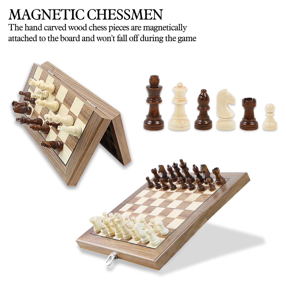 Chess Pieces - Wood - 64mm - Magnetic