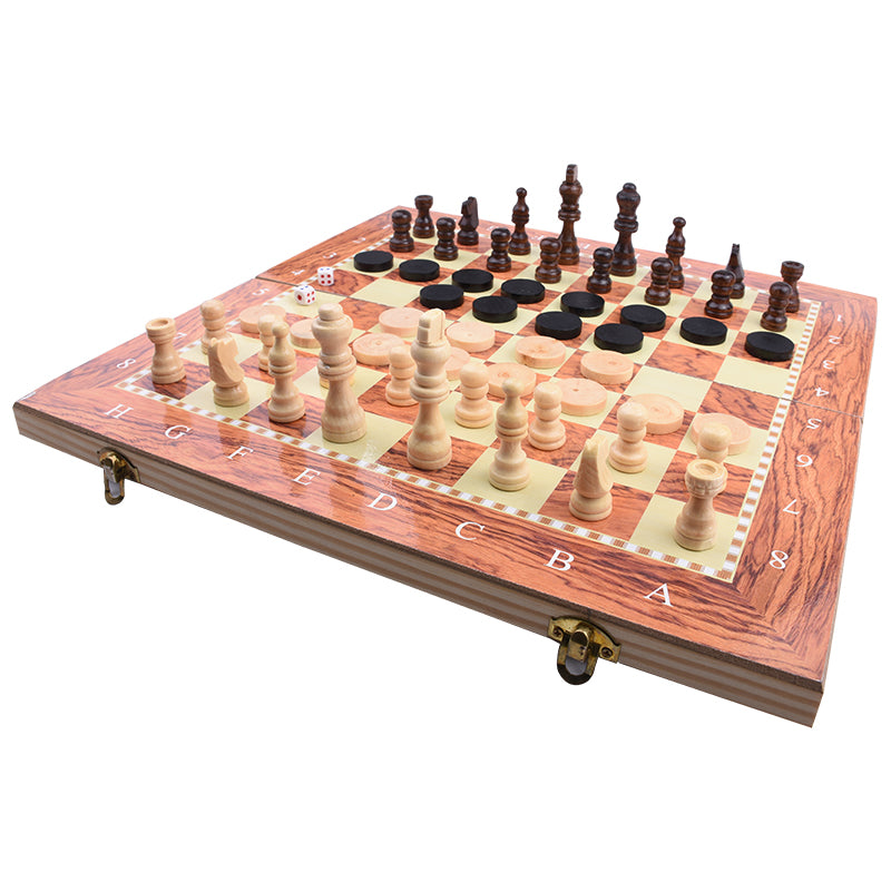 Schaakbord, Dambord & Backgammon - 3-in-1 Set