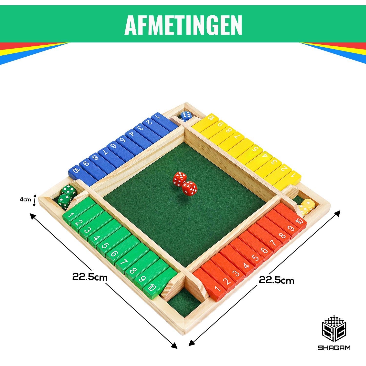 Shut The Box - 4 Spelers - 1 t/m 10 - Kleur