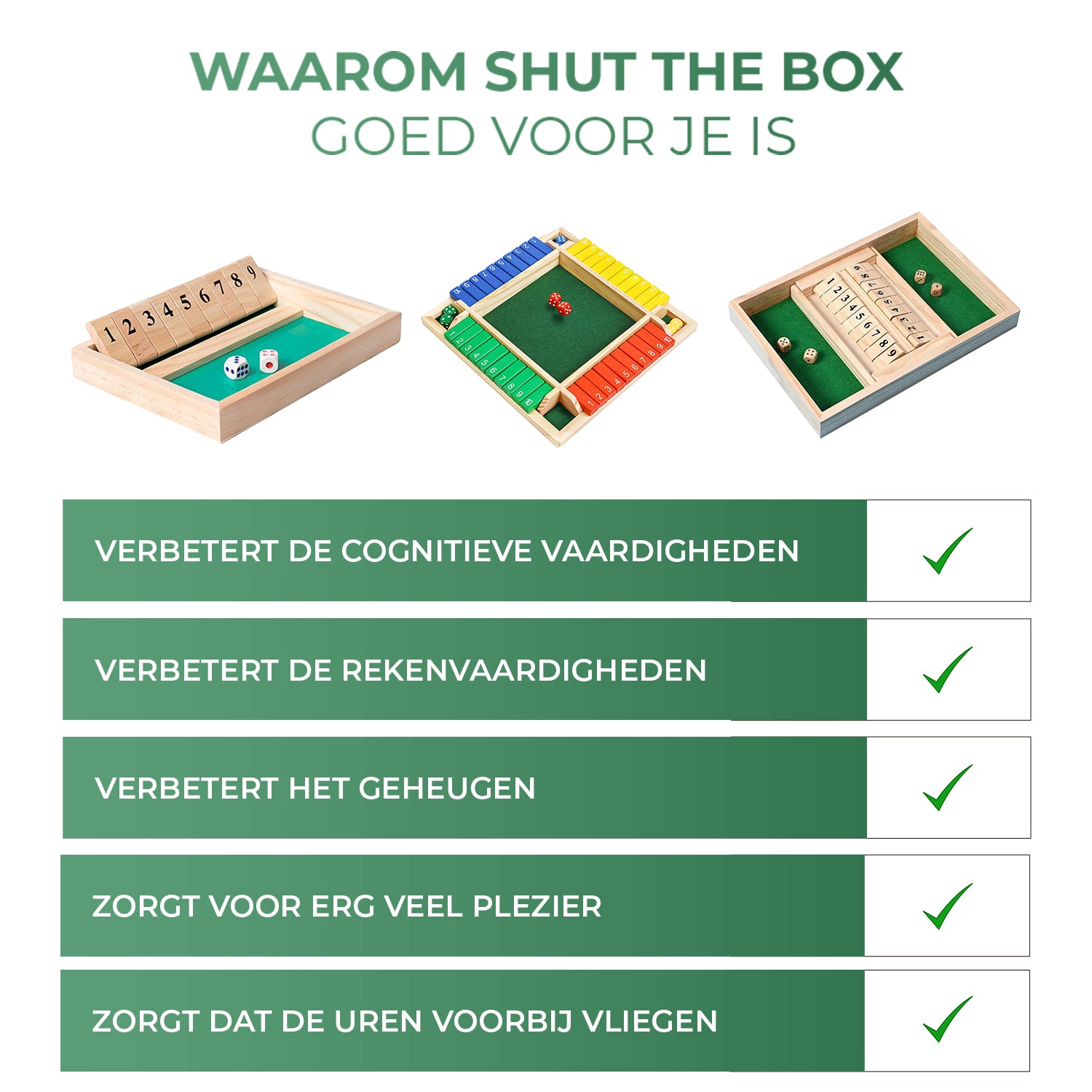 Shut The Box - 4 Spelers - 1 t/m 10 - Kleur