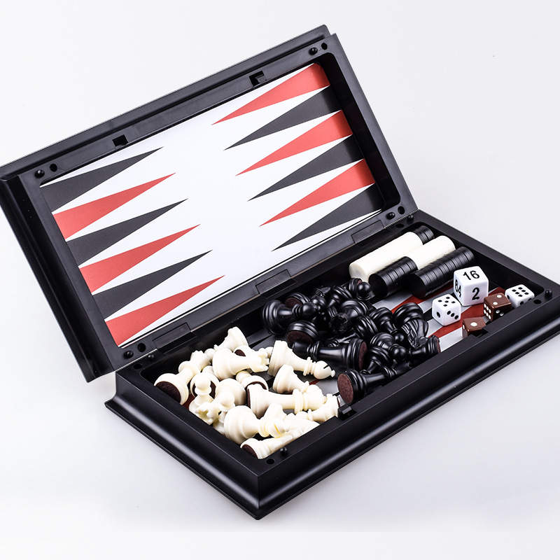 Schaakbord, Dambord & Backgammon - 3-in-1 Set - Magnetisch